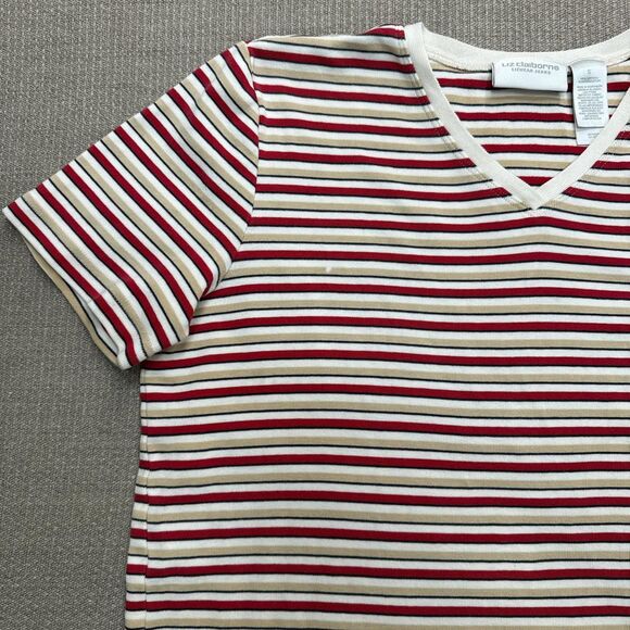 Vintage 90s Liz Claiborne Striped Baby Tee - Picture 2 of 5